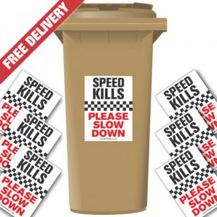 Speed Kills Please Slow Down Speed Reduction Wheelie Bin Stickers